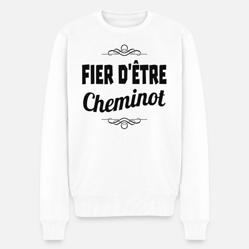 fier d'être cheminot - Pull Premium bio Homme - blanc