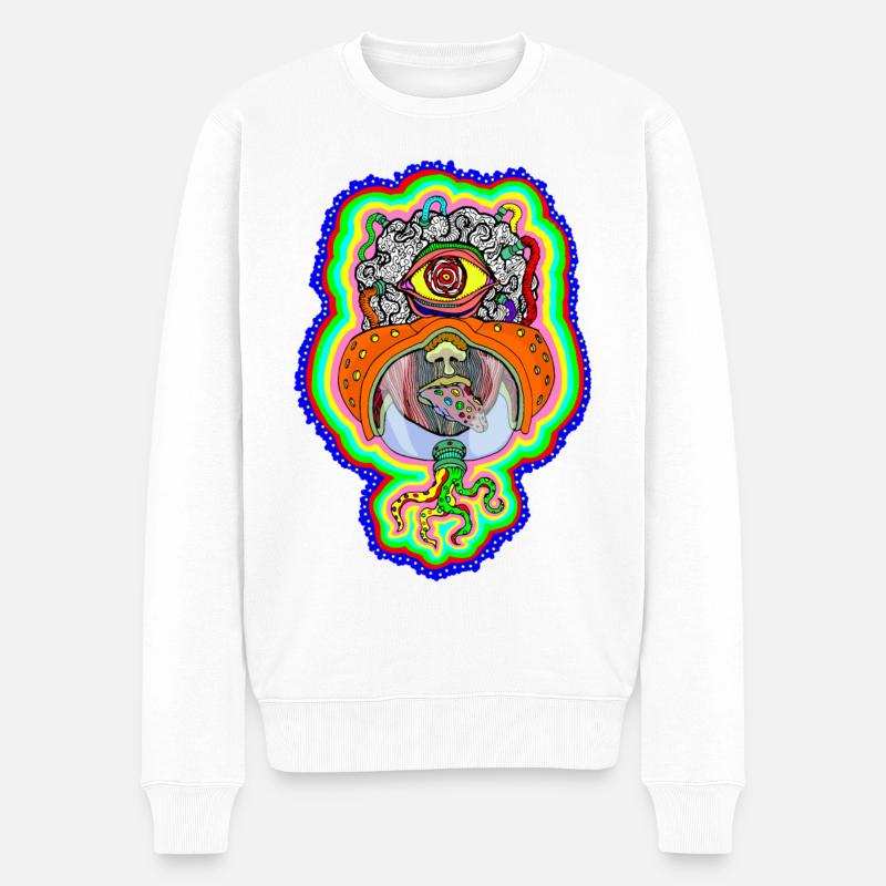 PSYCHO Gehirn - Männer Premium Bio Pullover - Weiß