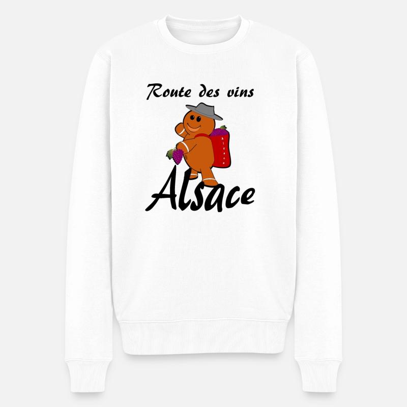 Route des vins Alsace Vendangeur - Pull Premium bio Homme - blanc