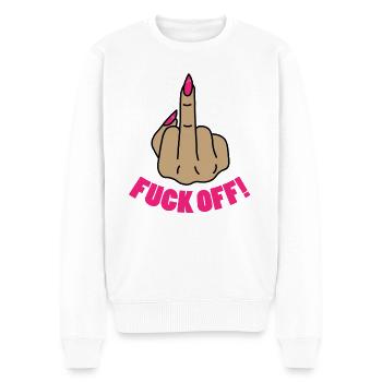 Fuck off! - Pull Premium bio Homme - blanc - Devant - Thijin (182cm)