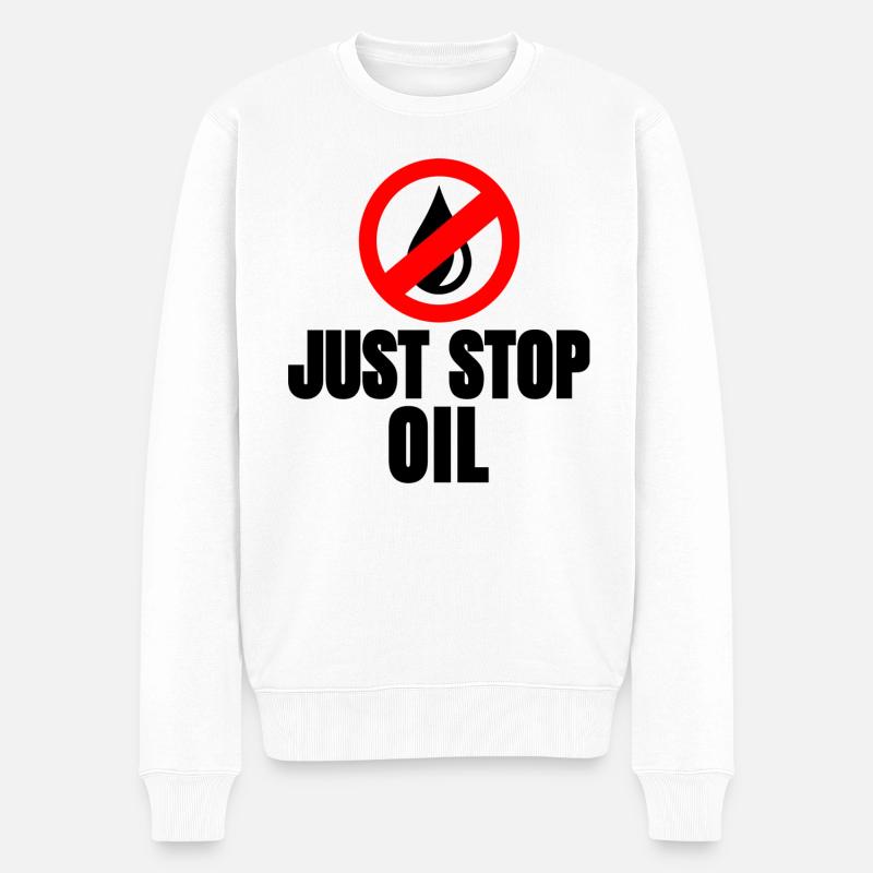 Just Stop Oil - Männer Premium Bio Pullover - Weiß