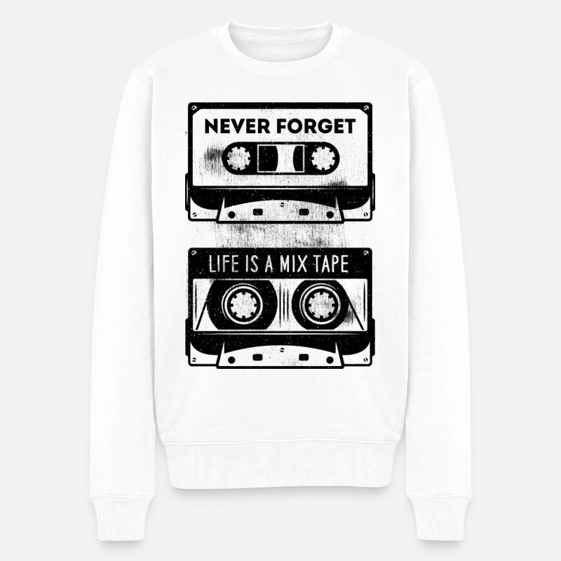 Cassette N’oublie jamais - Pull Premium bio Homme - blanc
