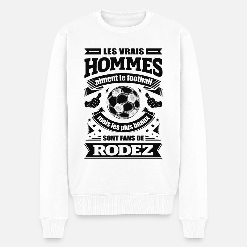 LES VRAIS HOMMES SONT FANS DE RODEZ - Pull Premium bio Homme - blanc