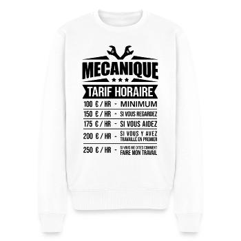 MÉCANIQUE TARIF HORAIRE - Pull Premium bio Homme - blanc - Devant - Thijin (182cm)