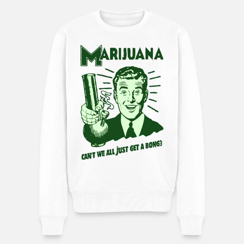 Graphique rétro de marijuana - Pull Premium bio Homme - blanc