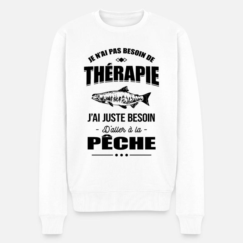 BESOIN D'ALLER À LA PÊCHE - Pull Premium bio Homme - blanc