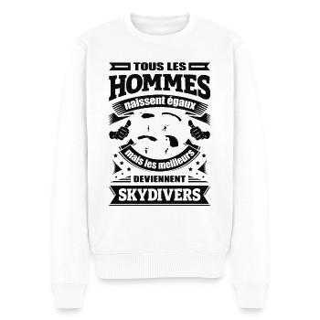 LES MEILLEURS HOMMES DEVIENNENT SKYDIVERS - Pull Premium bio Homme - blanc - Devant - Thijin (182cm)