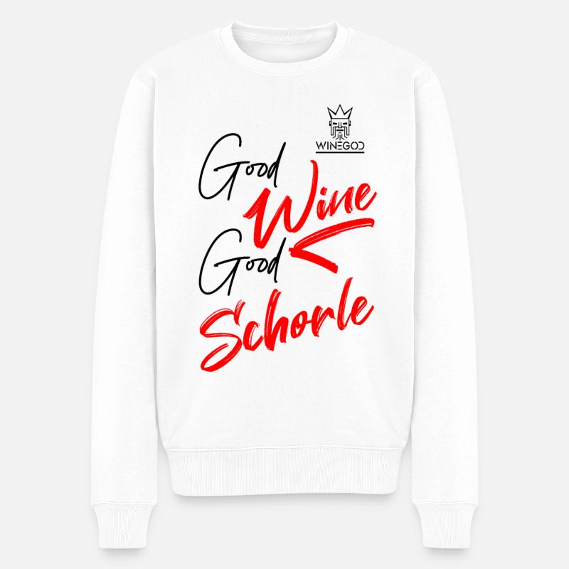 Winegod lustiger Spruch Wein - Männer Premium Bio Pullover - Weiß