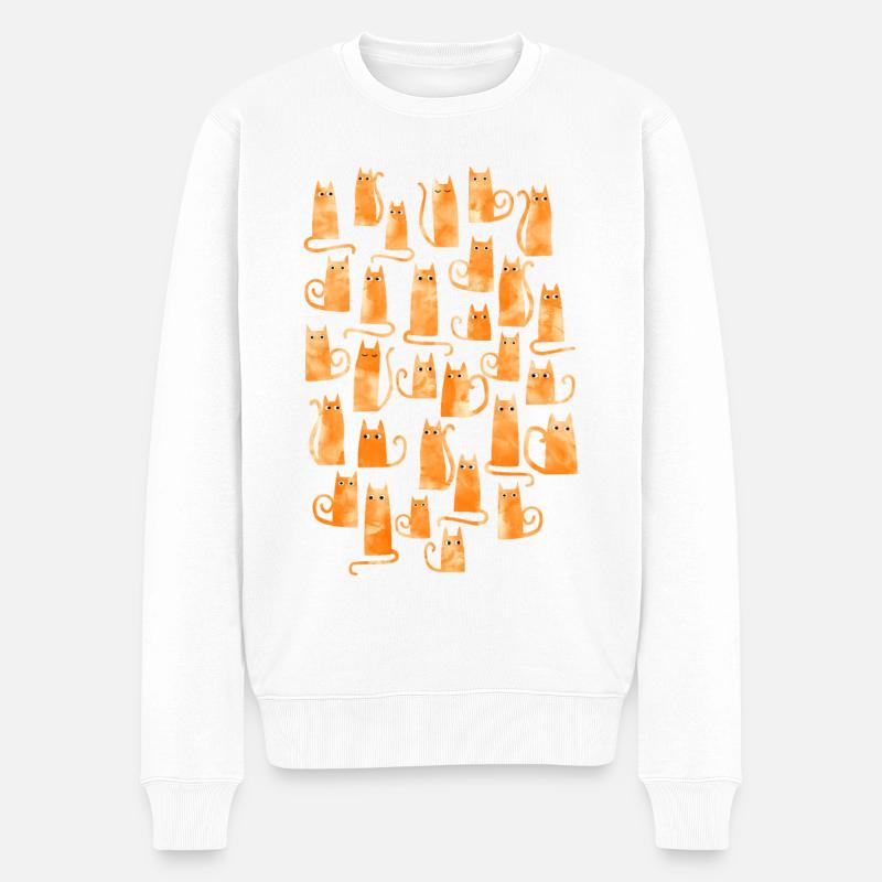 Aquarelle de chat au gingembre - Pull Premium bio Homme - blanc