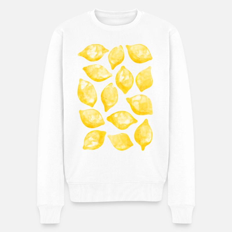 Aquarelle au citron - Pull Premium bio Homme - blanc