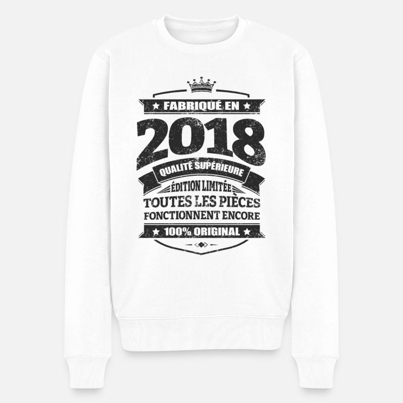 FABRIQUÉ EN 2018 - Pull Premium bio Homme - blanc