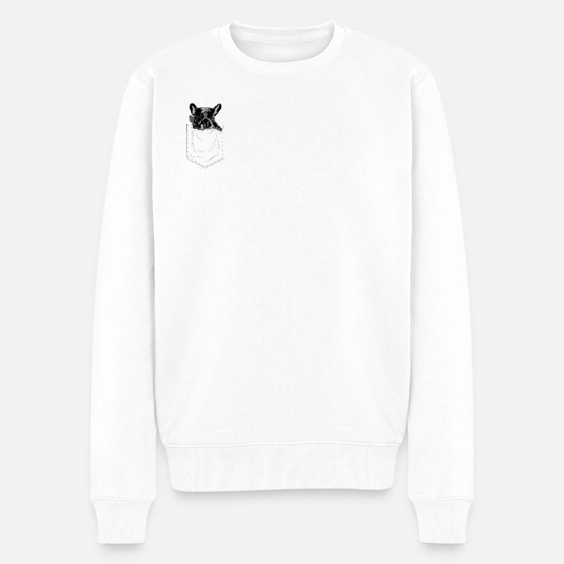 Frenchie Pocket Design Pop Art Stil - Männer Premium Bio Pullover - Weiß
