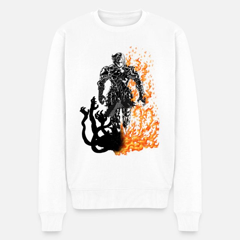 Krieger Mann der Finsternis - Männer Premium Bio Pullover - Weiß
