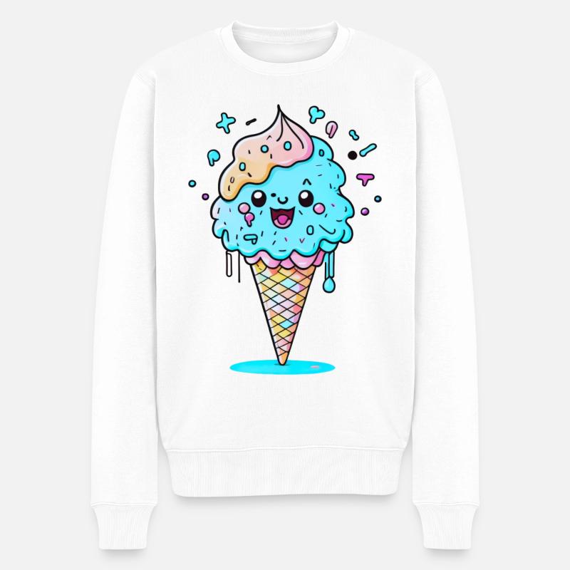 Eiswaffel - Männer Premium Bio Pullover - Weiß
