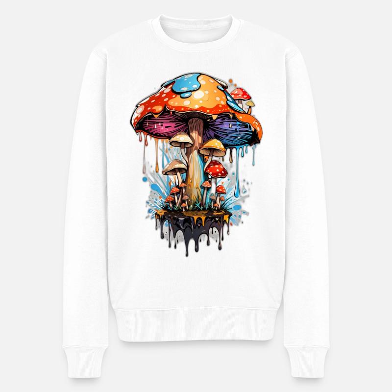 Treten Sie ein in den verzauberten Wald: Psychedelisch - Männer Premium Bio Pullover - Weiß