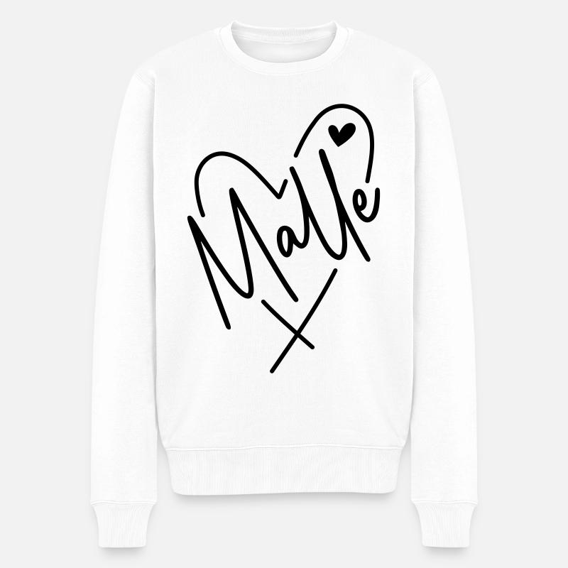 Malle Herz - Männer Premium Bio Pullover - Weiß