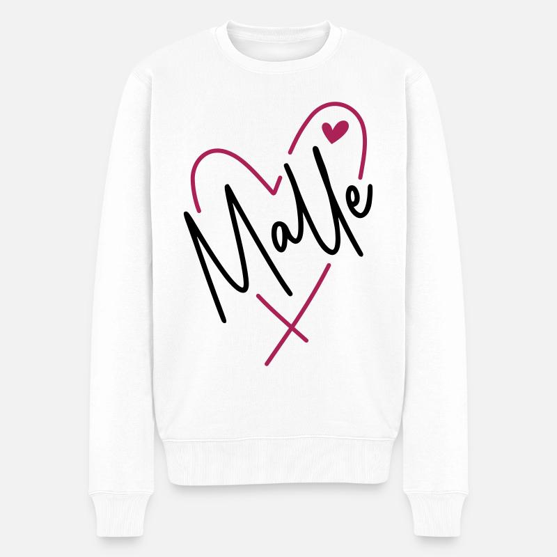 Malle Herz - Männer Premium Bio Pullover - Weiß