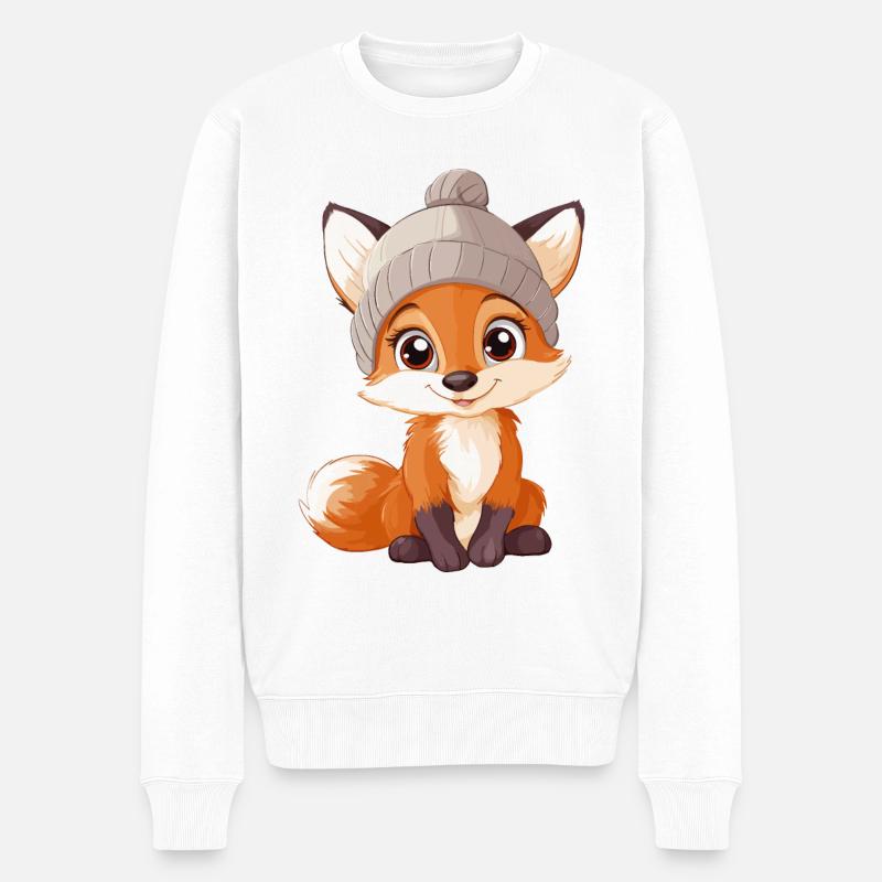 Fuchs Süß Niedlich Baby Kinder Tier Cartoon - Männer Premium Bio Pullover - Weiß