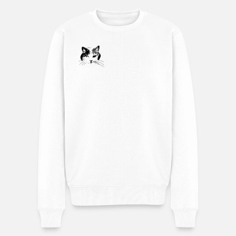 Kätzchen zwinkert - Männer Premium Bio Pullover - Weiß