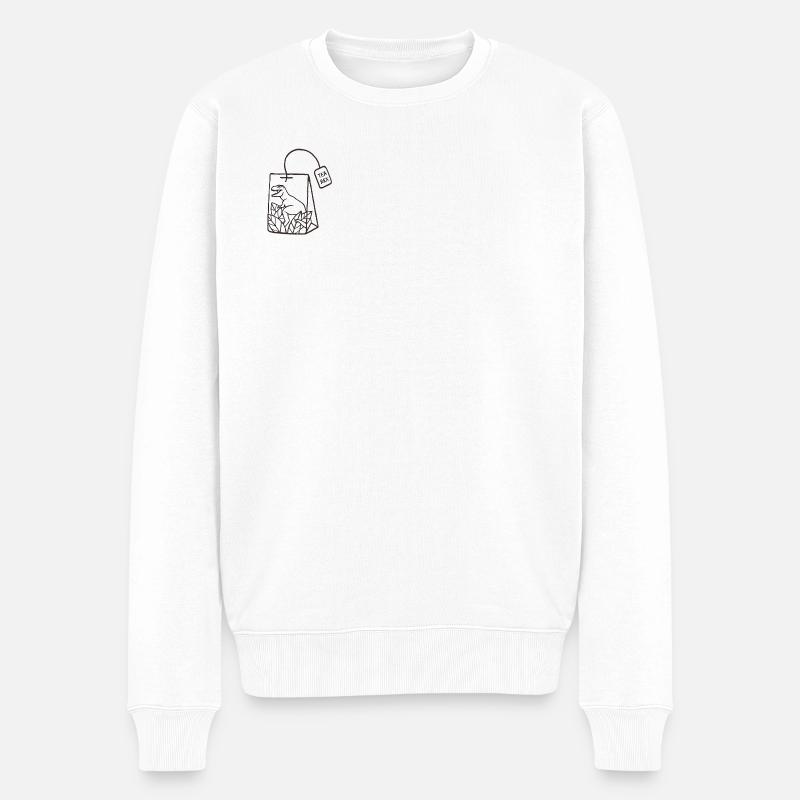 Dinosaurier Teebeutel Design - Männer Premium Bio Pullover - Weiß
