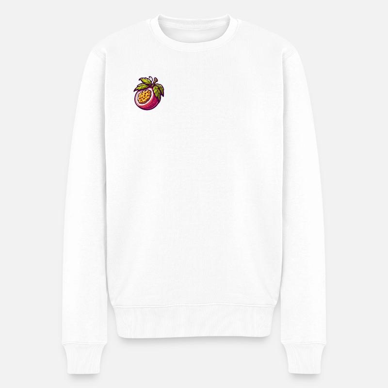 Lebendige Passionsblumenfrucht-Illustration - Männer Premium Bio Pullover - Weiß