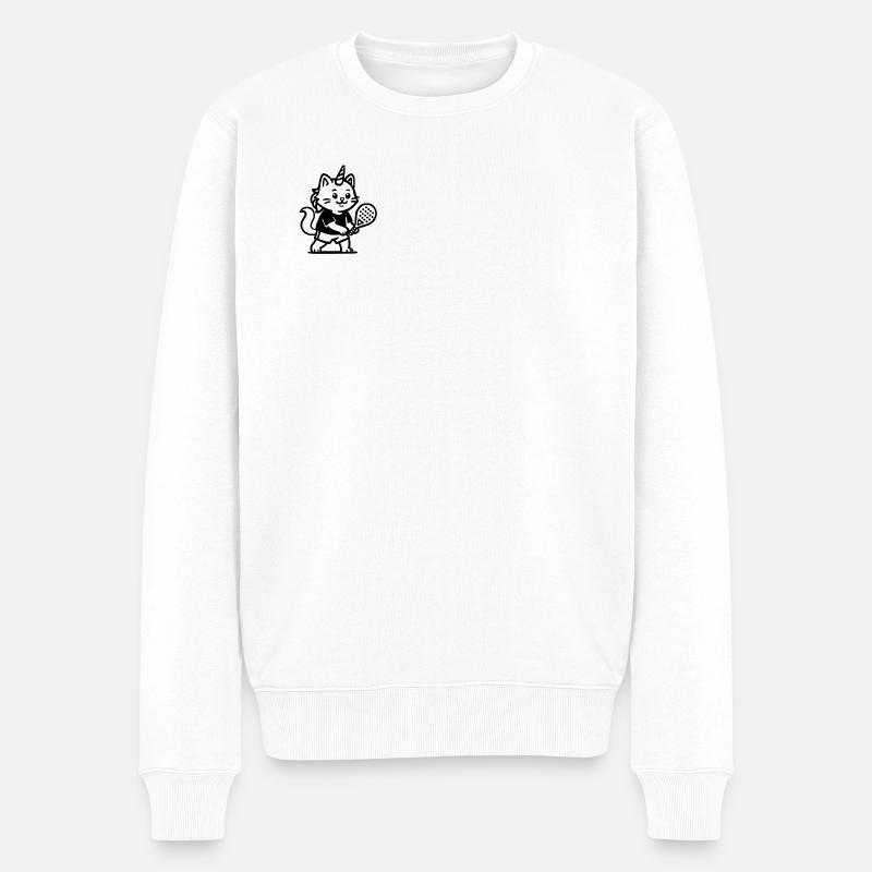 Einhornkatzen-Padel - Männer Premium Bio Pullover - Weiß