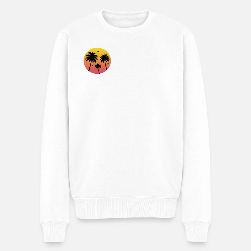 Plage de Sunset Palm Tree - Pull Premium bio Homme - blanc