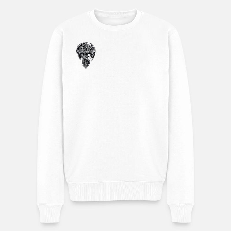 Dragon celtique sur croix nœud - Pull Premium bio Homme - blanc