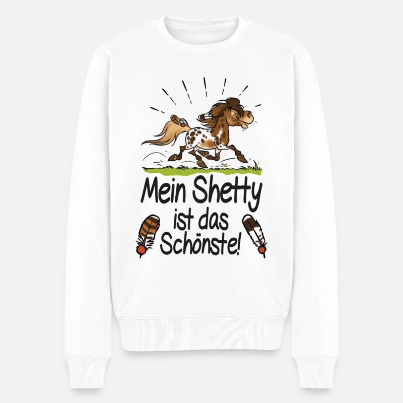 Mein Shetty das Schönste (Text schwarz) - Männer Premium Bio Pullover - Weiß