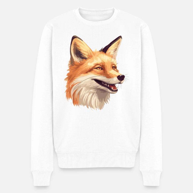Fuchs Wald Kopf Tier Natur - Männer Premium Bio Pullover - Weiß