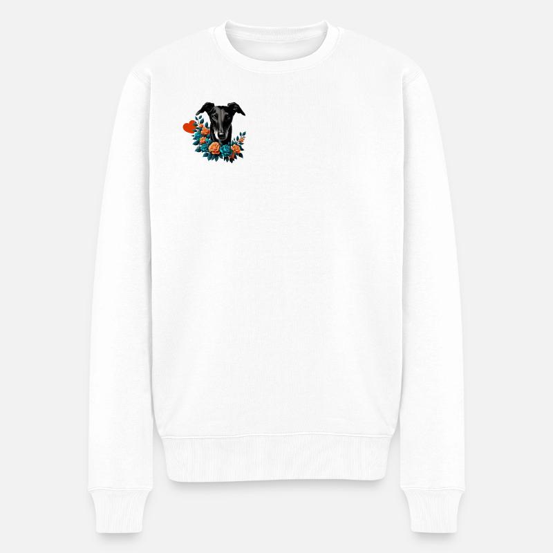 Galgo Blackbeauty Nr01 - Männer Premium Bio Pullover - Weiß
