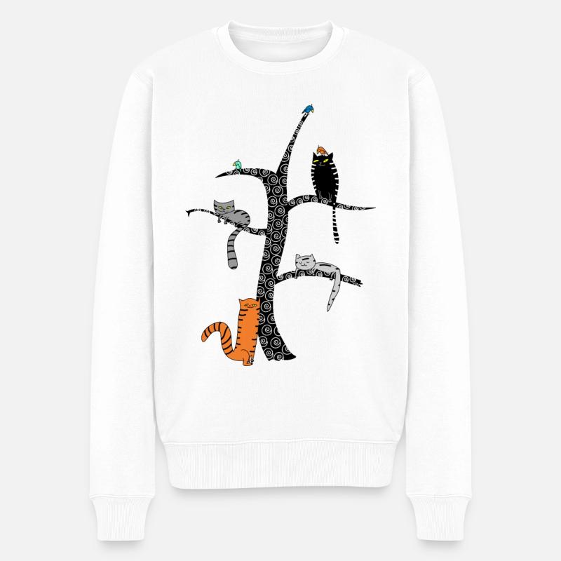 lustige Katzen katzenbaum - Männer Premium Bio Pullover - Weiß