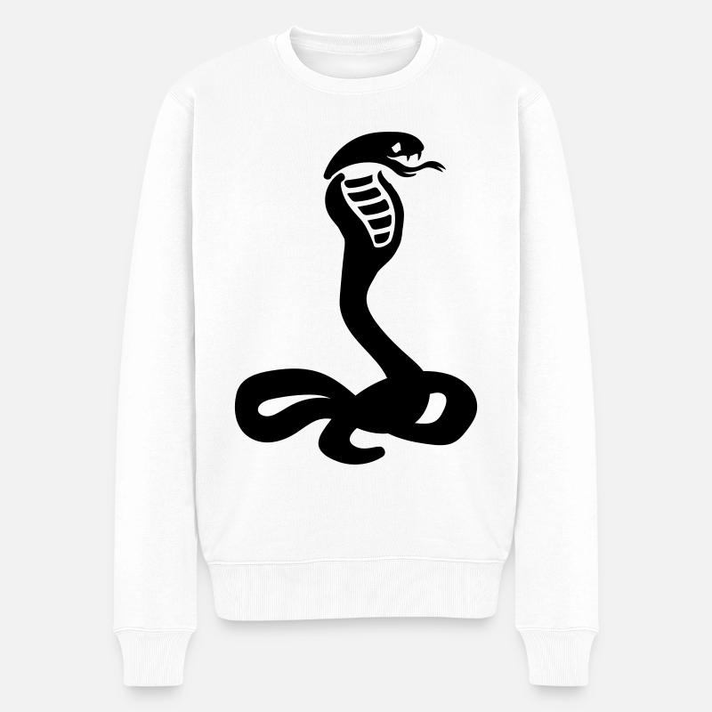 Schlange Kobra - Männer Premium Bio Pullover - Weiß