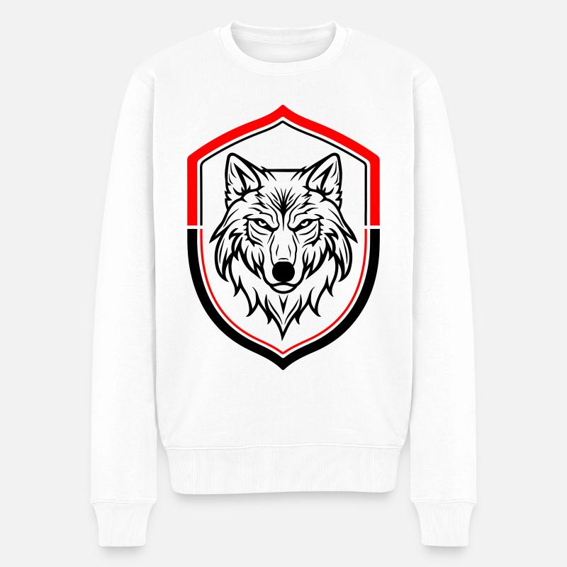 Wolf Symbol Head Shield - Men's Premium Organic Jumper - white