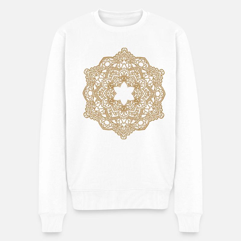 Mandala Buddhismus Yoga Yogi Zen Om Meditation - Männer Premium Bio Pullover - Weiß