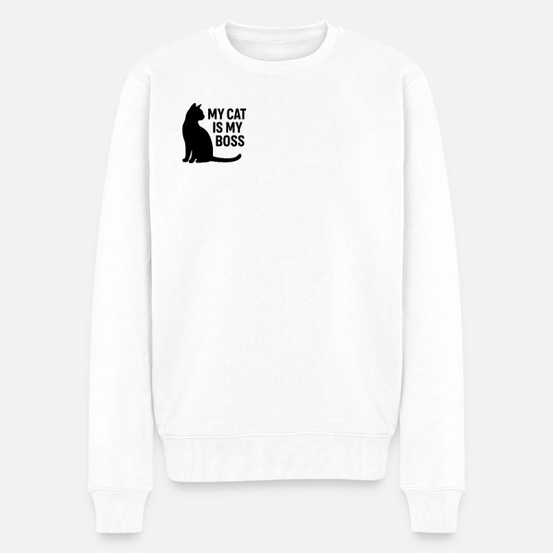 Le chat est le patron - Pull Premium bio Homme - blanc
