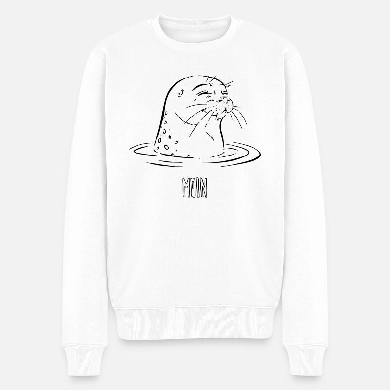 Seehund Moin - Männer Premium Bio Pullover - Weiß