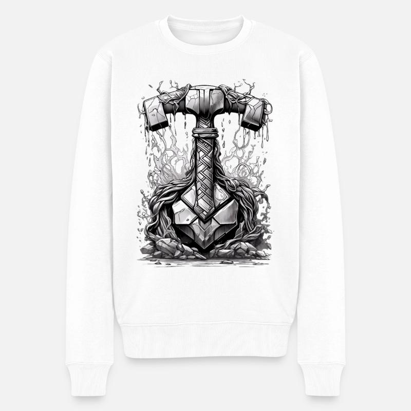 Thors Hammer - Männer Premium Bio Pullover - Weiß