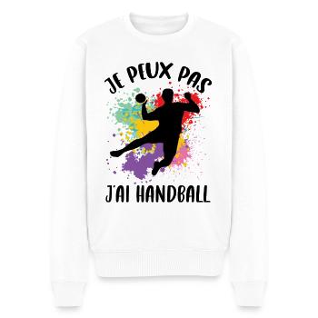Je peux pas j'ai Handball - Pull Premium bio Homme - blanc - Devant - Thijin (182cm)
