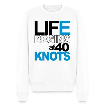Life begins at 40 knots - Pull Premium bio Homme - blanc - Devant - Thijin (182cm)