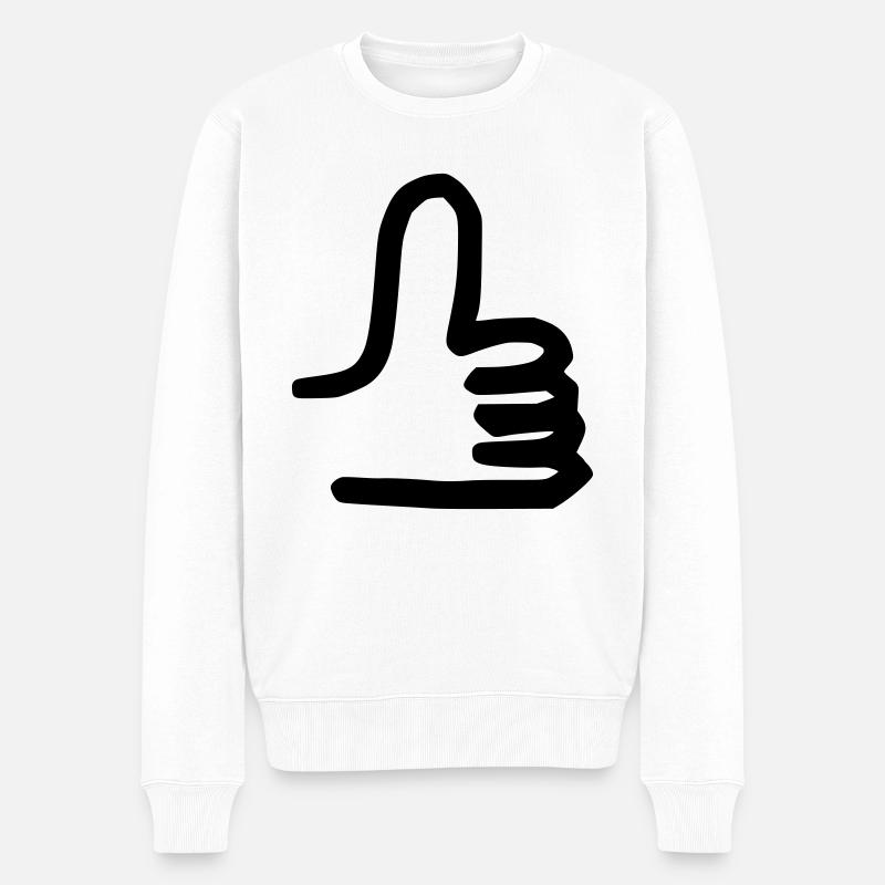Daumen hoch - Männer Premium Bio Pullover - Weiß