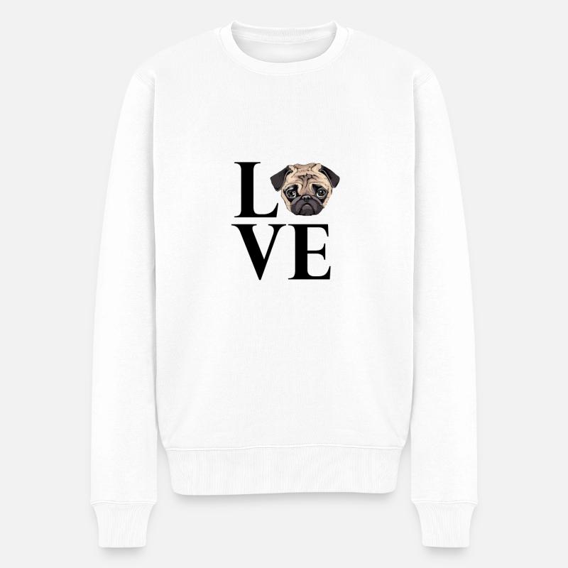 love mops pug - Pull Premium bio Homme - blanc