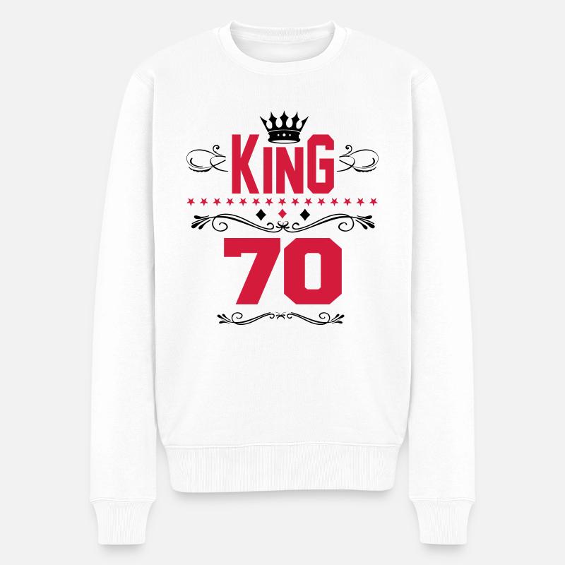Geburtstag King 70 Mann Birthday Krone König Fun - Männer Premium Bio Pullover - Weiß