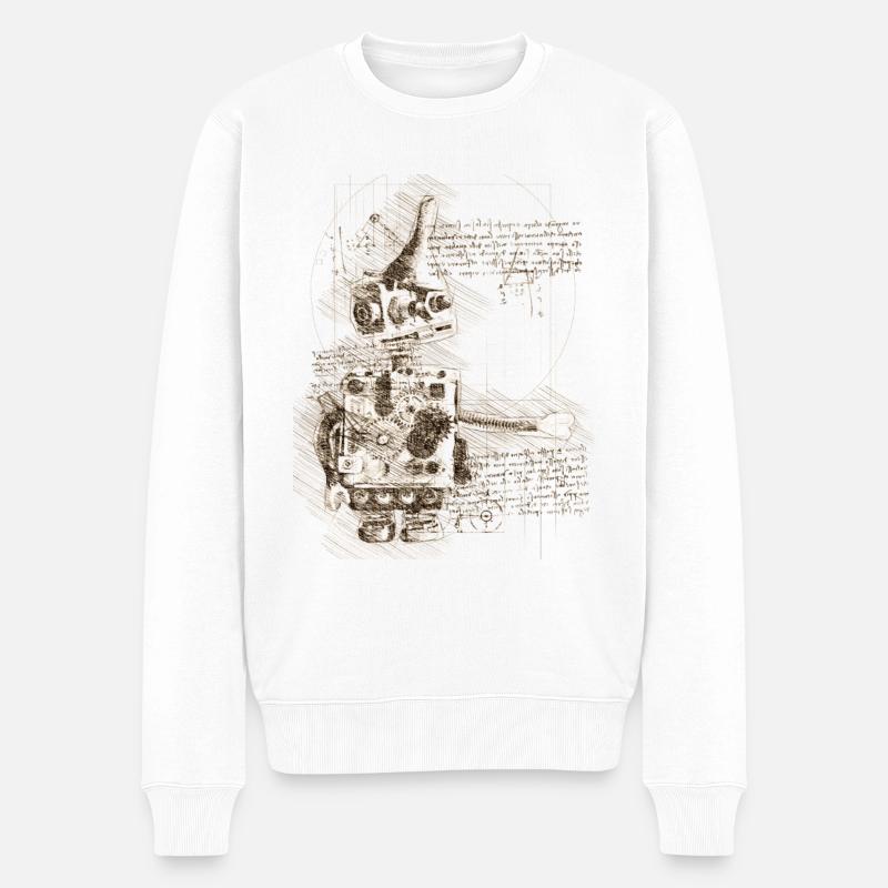 Le robot de Léonard de Vinci - Pull Premium bio Homme - blanc