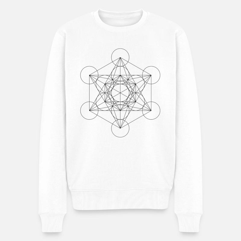 Metatrons Cubes noir - Pull Premium bio Homme - blanc