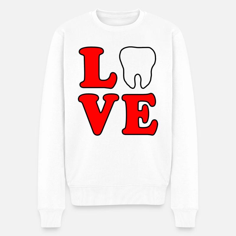 Love Zähne - Männer Premium Bio Pullover - Weiß