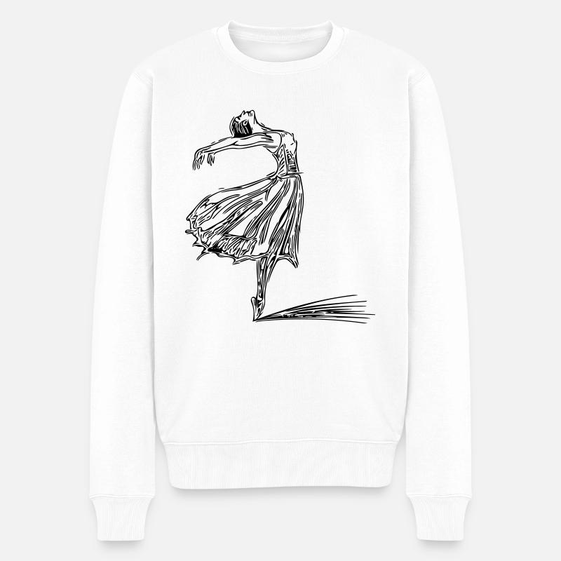 Elegante vintage Tänzerin - Männer Premium Bio Pullover - Weiß