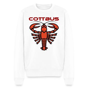 Der Cottbuser Krebs - Männer Premium Bio Pullover - Weiß - Vorne - Thijin (182cm)