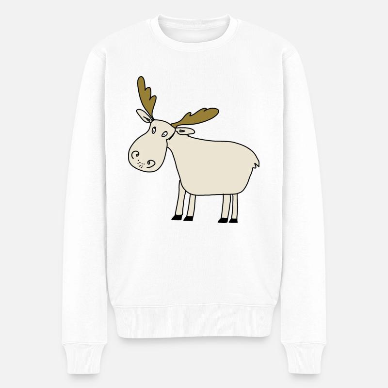 Elch - Männer Premium Bio Pullover - Weiß