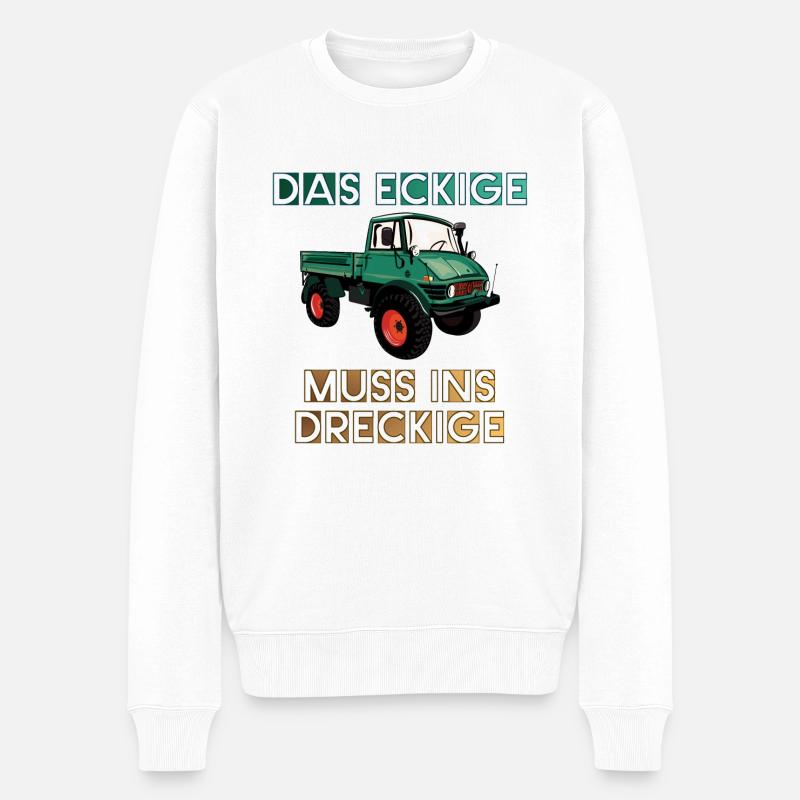 Das Eckige muss ins Dreckige! - Unimog - Männer Premium Bio Pullover - Weiß